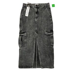 NWT Love Fire Black Denim Long Skirt